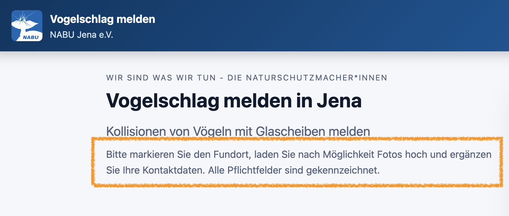 Beipspiel eines Einleitungstextes auf der Startseite