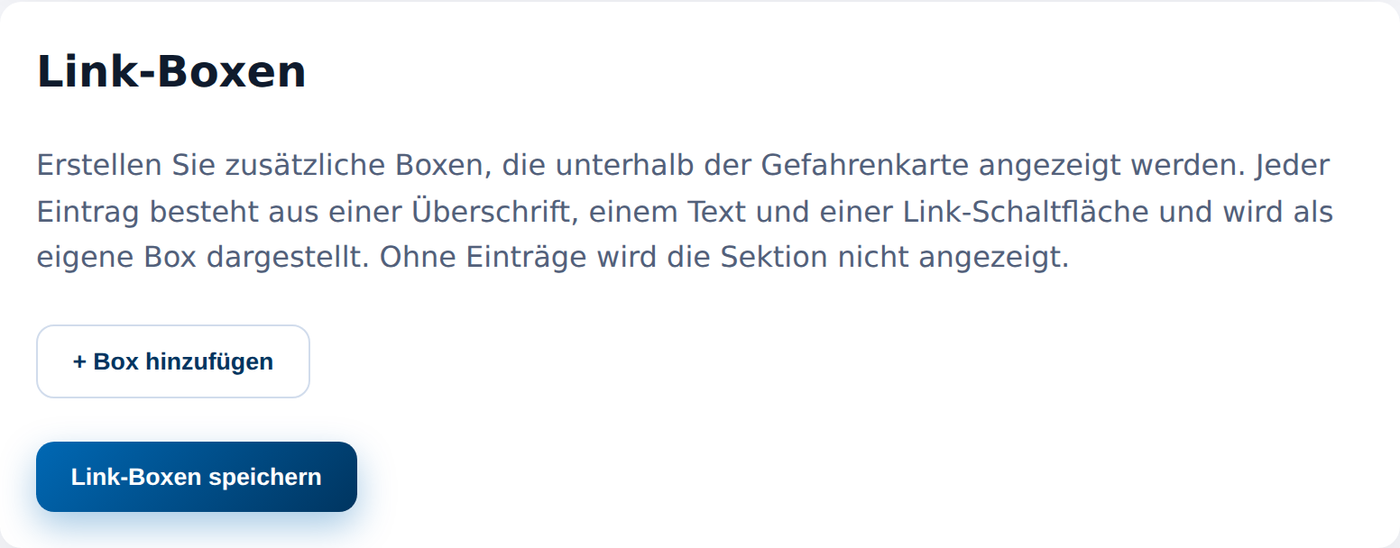 Verwaltung zusätzlicher Boxen mit Link-Schaltfläche