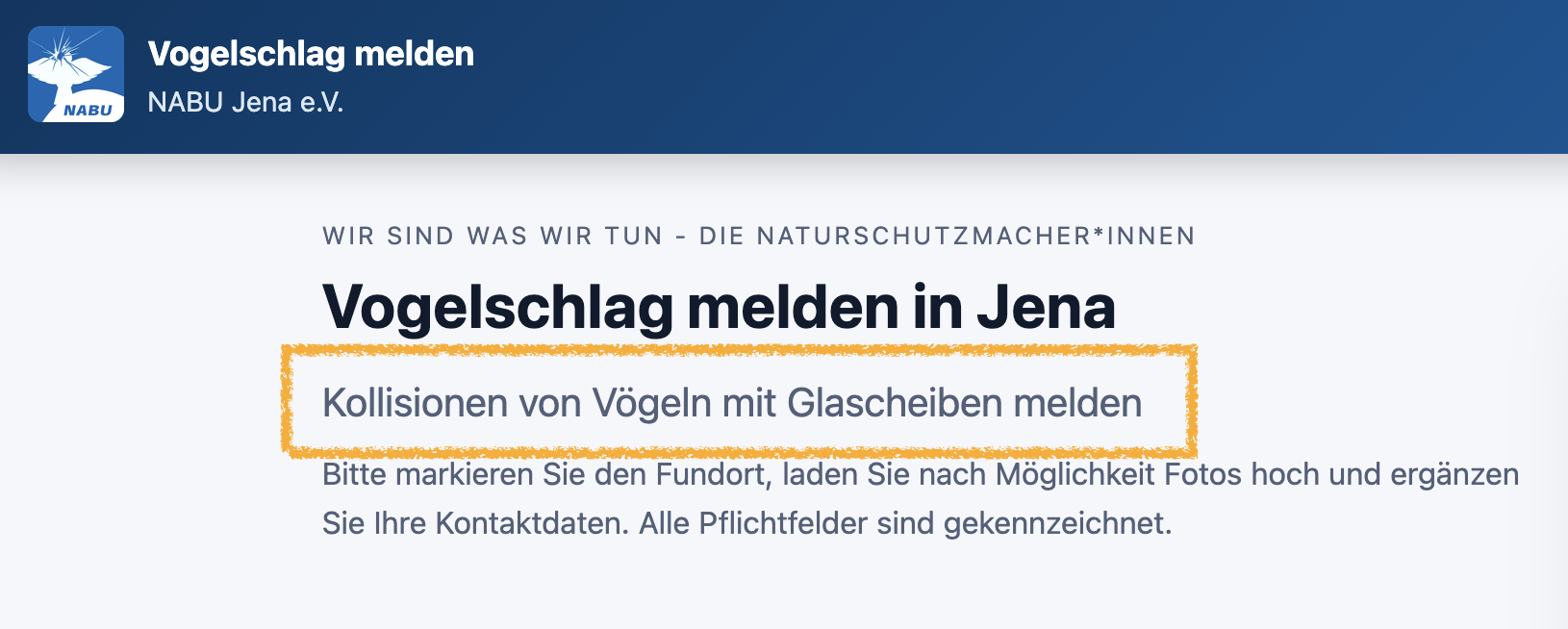 Beipspiel einer Unterüberschrift auf der Startseite