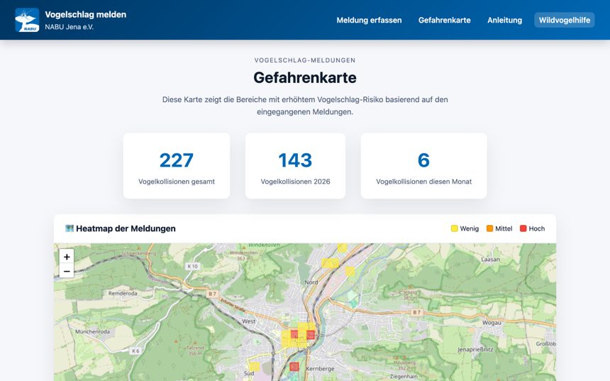 Gefahrenkarte mit Zählern und farbigen Rasterquadraten