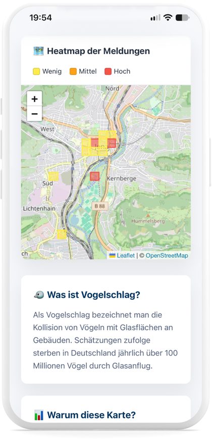 Gefahrenkarte mit Erklärung auf dem Smartphone