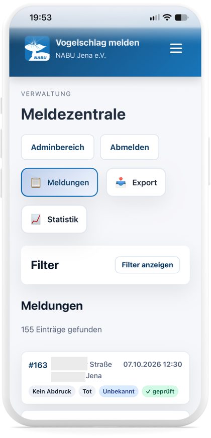 Meldezentrale auf dem Smartphone